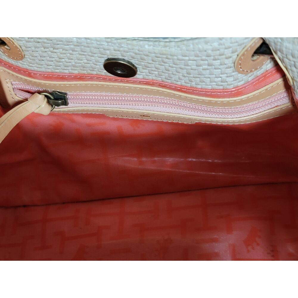 Elaine Turner Beige Woven Straw Handbag with Multicolor Double Handle - Picture 12 of 12